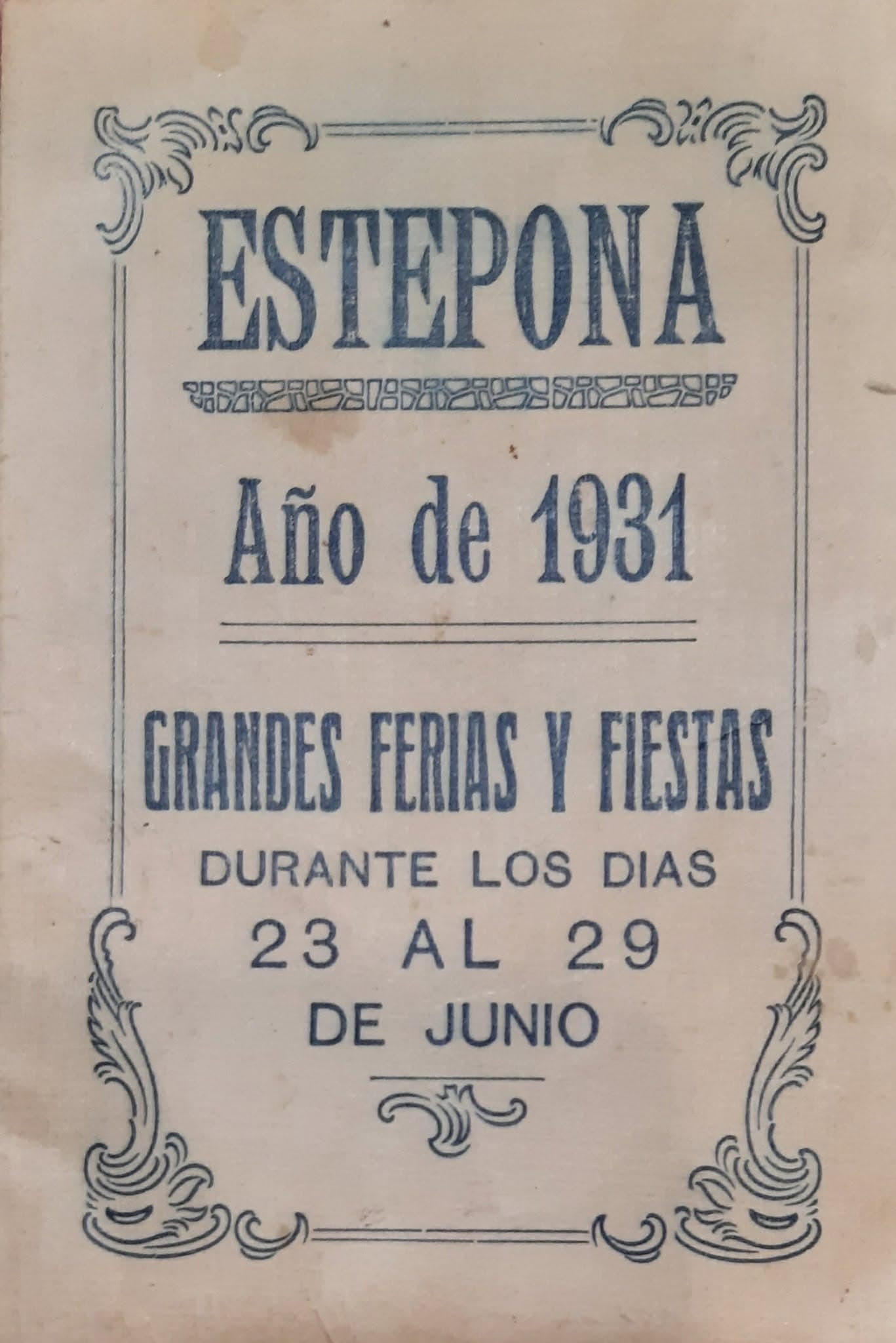 Cartel de la Feria Mayor de Estepona de 1931