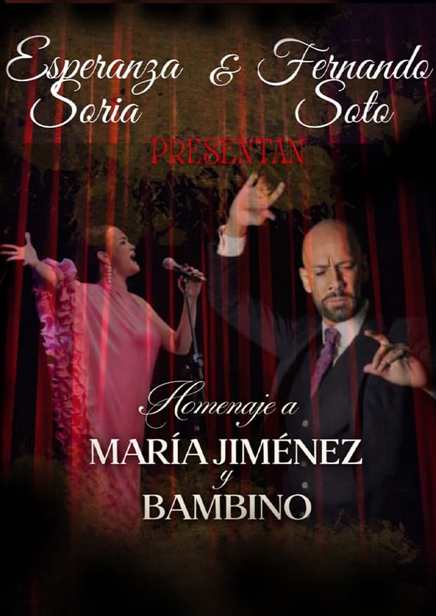 Cartel de Esperanza Soria y Fernando Soto, homenaje a María Jiménez y Bambino, en el Teatro Felipe VI de Estepona
