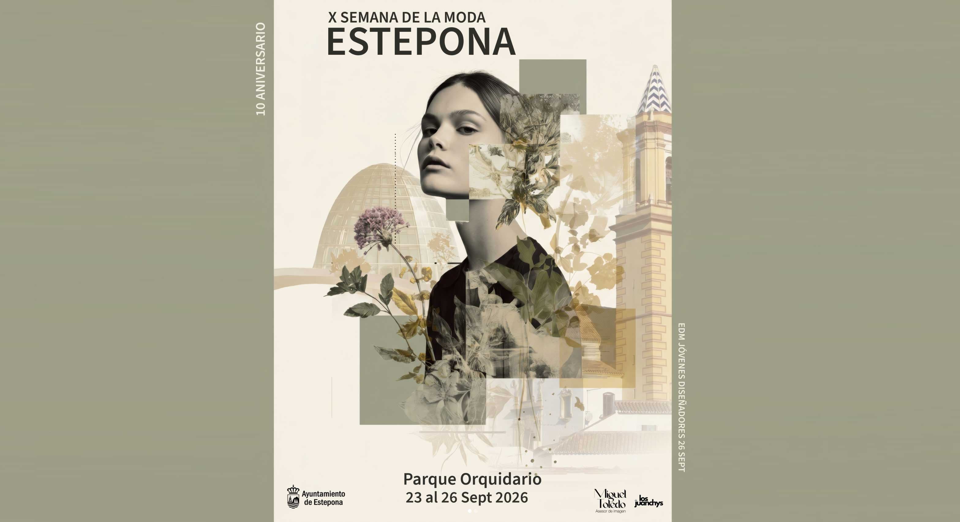Cartel oficial de la X Semana de la Moda de Estepona 2026, 10 aniversario, Parque Orquidario