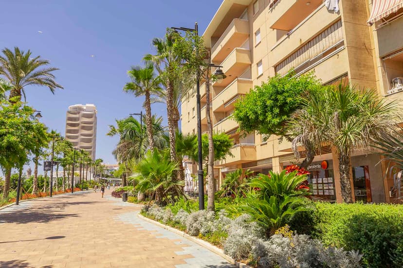 Avenida del Bulevar de Estepona con el Palacio de Congresos al fondo.